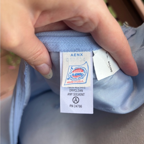 Vintage 1990s Alfred Angelo Union Made Light Blue Portrait Neck Prom Dress, M - Picture 14 of 16